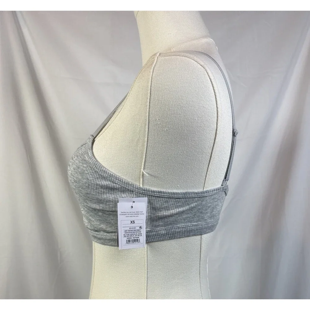 Auden Women's Size XS Cotton Blend Scoop Ribbed Bralette Bra Light Heather Gray